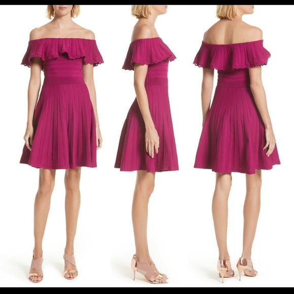 NEW‎ Ted Baker 'Dilpree' Off the Shoulder Skater Dress [SZ 1 in TB] - Picture 1 of 8